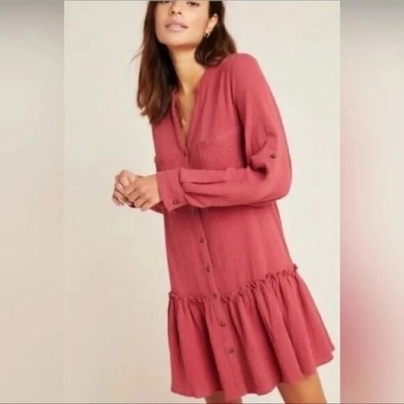 First Monday Anthropologie Cotton Gauze Button Front Dress Size XS - Picture 1 of 10